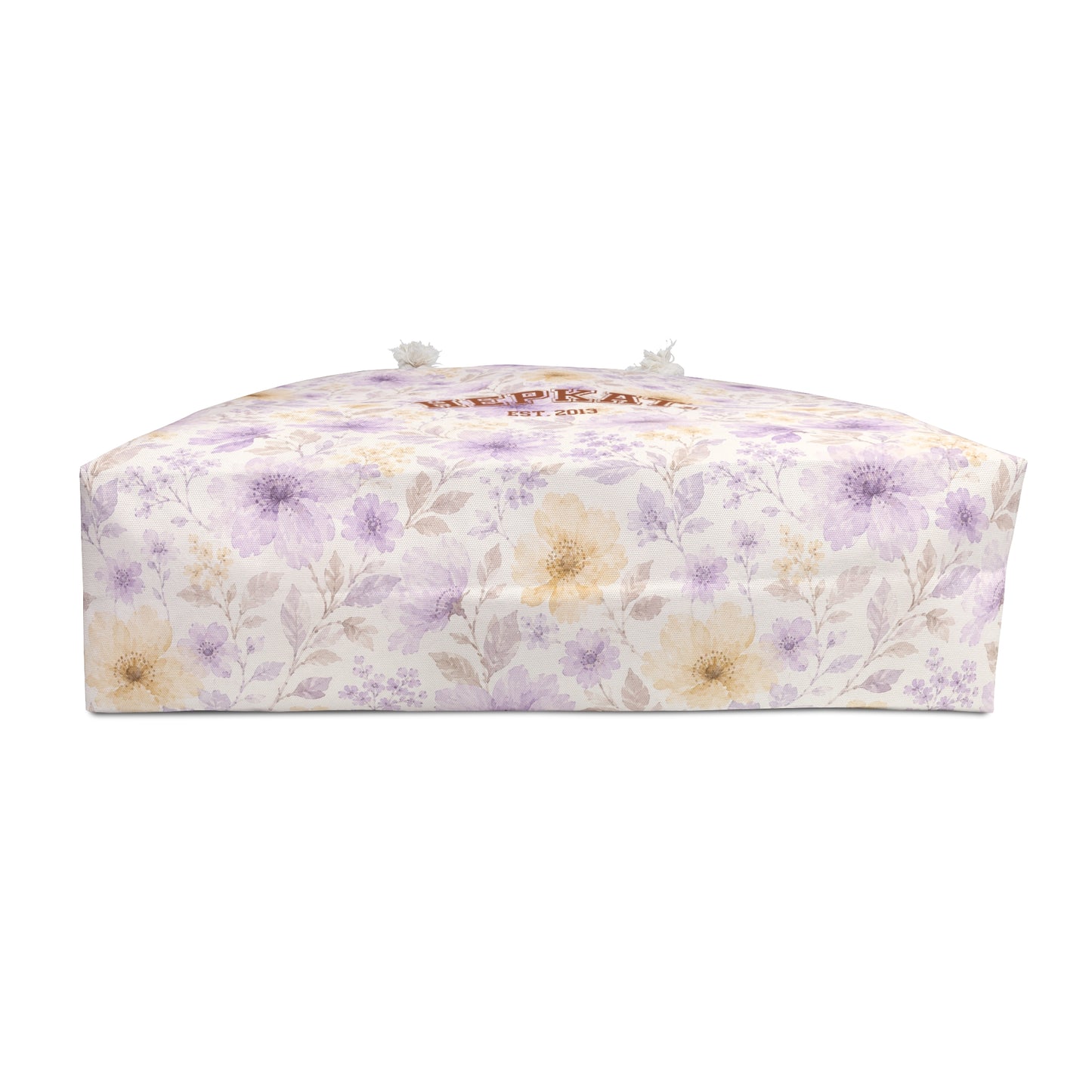 Floral Weekender Bag - Lavender & Cream Watercolor Flowers, 'HEPKAT' Est. 2013 Travel Tote