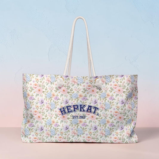 Floral Weekender Bag — 'HEPKAT' Pastel Flower Travel Tote