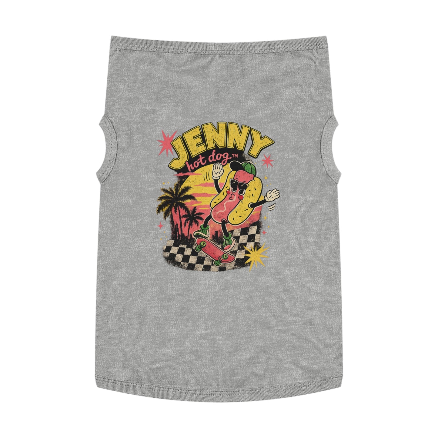 Jenny Hot Dog Skateboard Pet Tank Top — Cute Retro Summer Dog Shirt