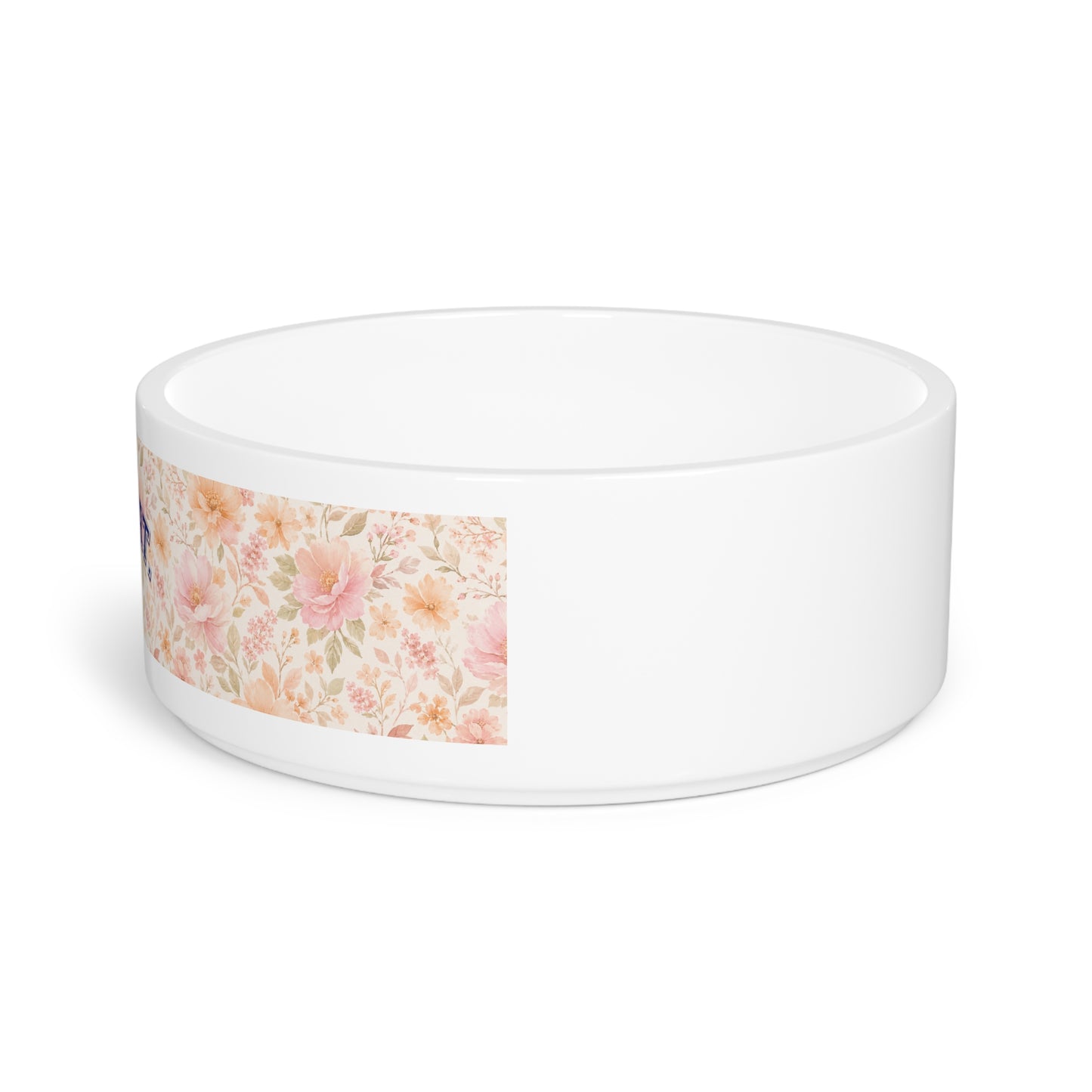 Floral 'HEPKAT' Personalized Pet Bowl — Custom Dog & Cat Feeding Dish