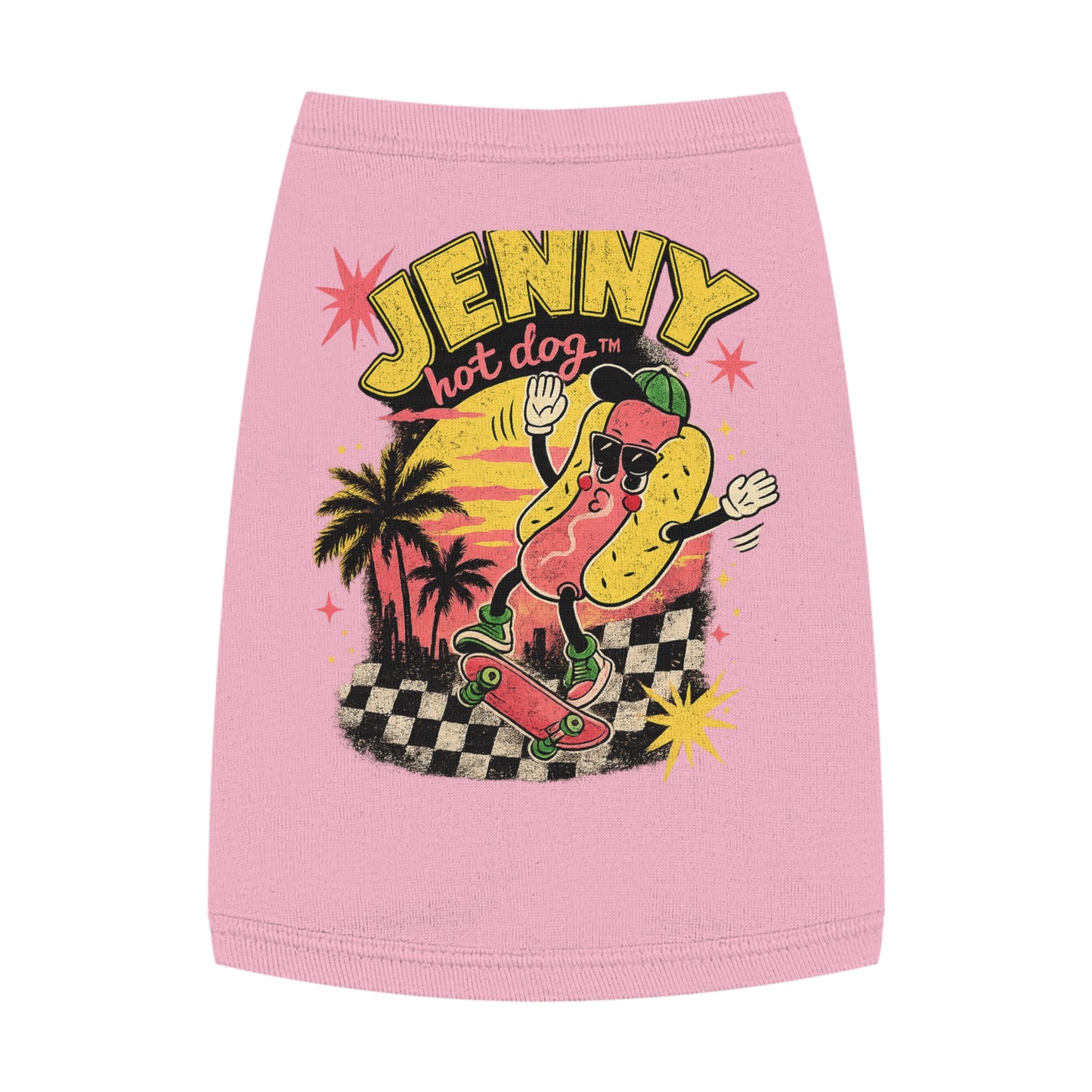 Jenny Hot Dog Skateboard Pet Tank Top — Cute Retro Summer Dog Shirt