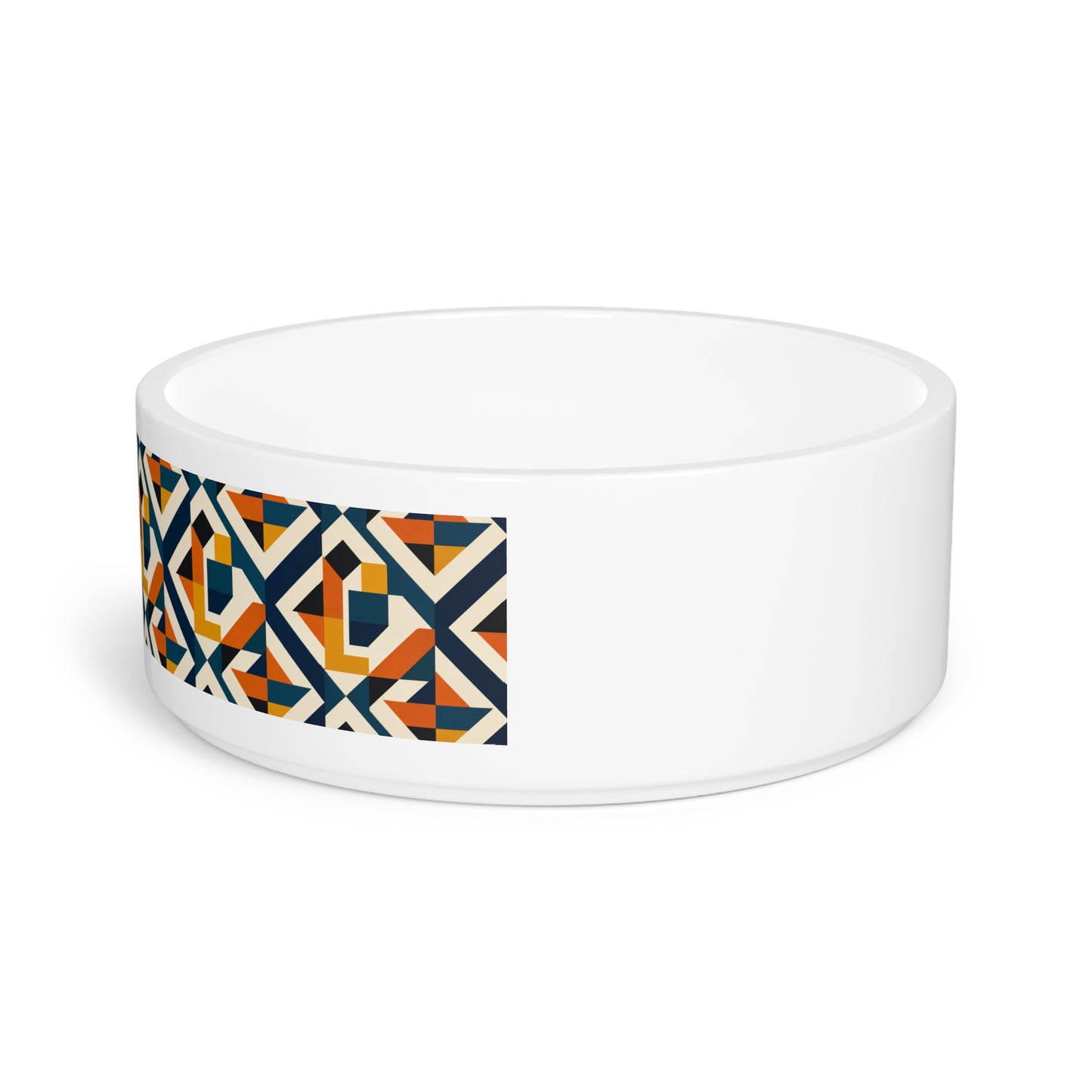 Geometric Mosaic Pet Bowl — Custom Initials Monogrammed Dog & Cat Bowl