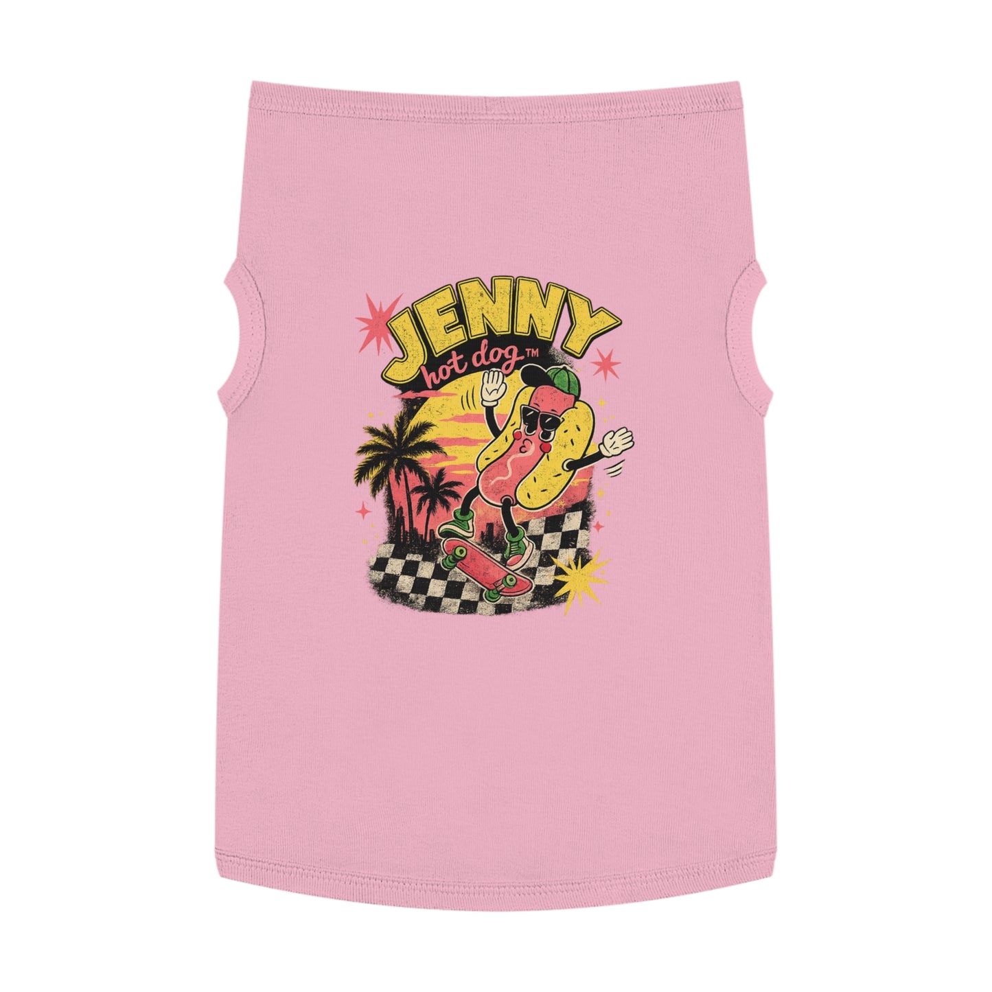 Jenny Hot Dog Skateboard Pet Tank Top — Cute Retro Summer Dog Shirt