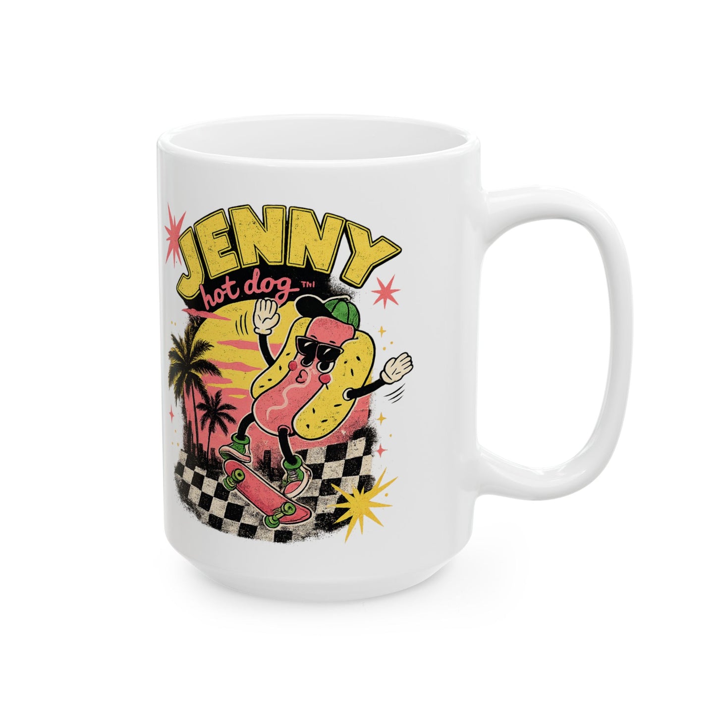 Coffee Mug - 'Jenny' Retro Palm Sunset Design (11oz, 15oz)