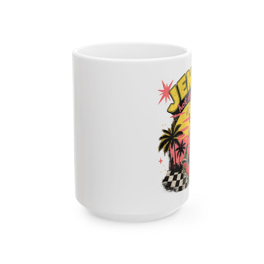 Coffee Mug - 'Jenny' Retro Palm Sunset Design (11oz, 15oz)
