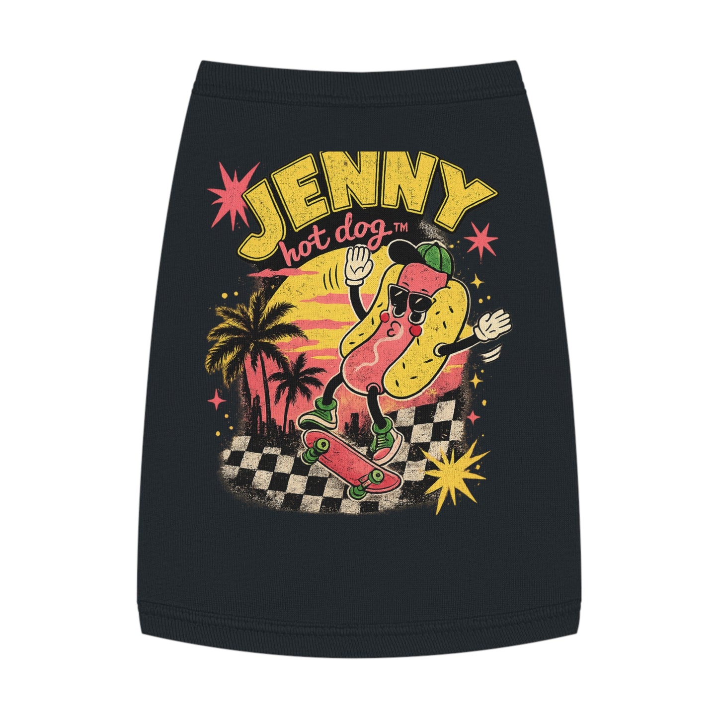 Jenny Hot Dog Skateboard Pet Tank Top — Cute Retro Summer Dog Shirt