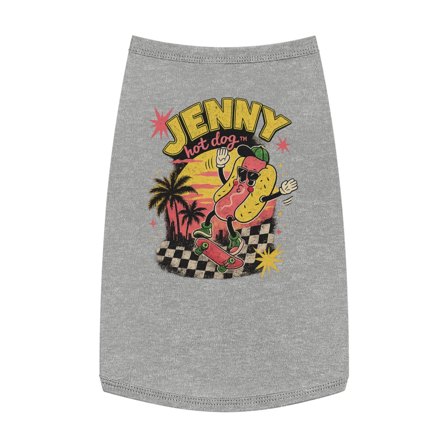 Jenny Hot Dog Skateboard Pet Tank Top — Cute Retro Summer Dog Shirt