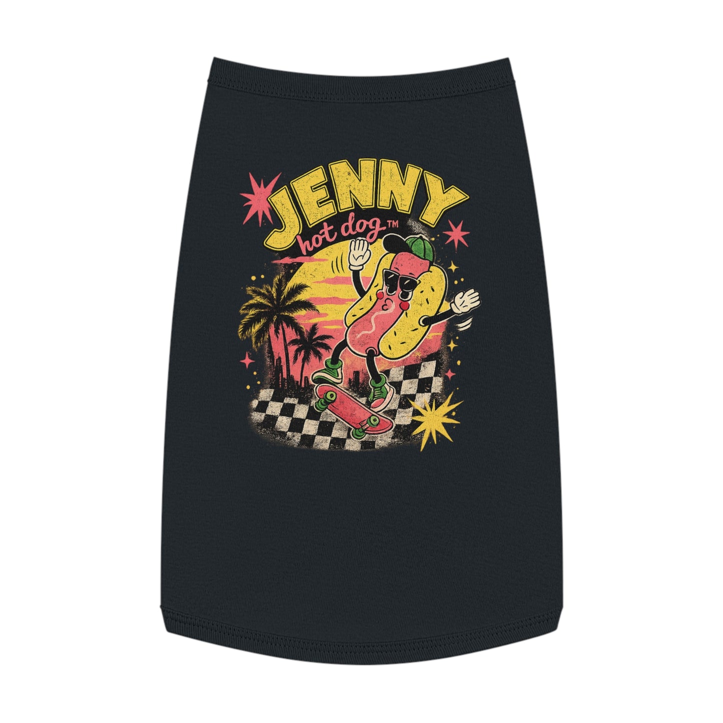 Jenny Hot Dog Skateboard Pet Tank Top — Cute Retro Summer Dog Shirt