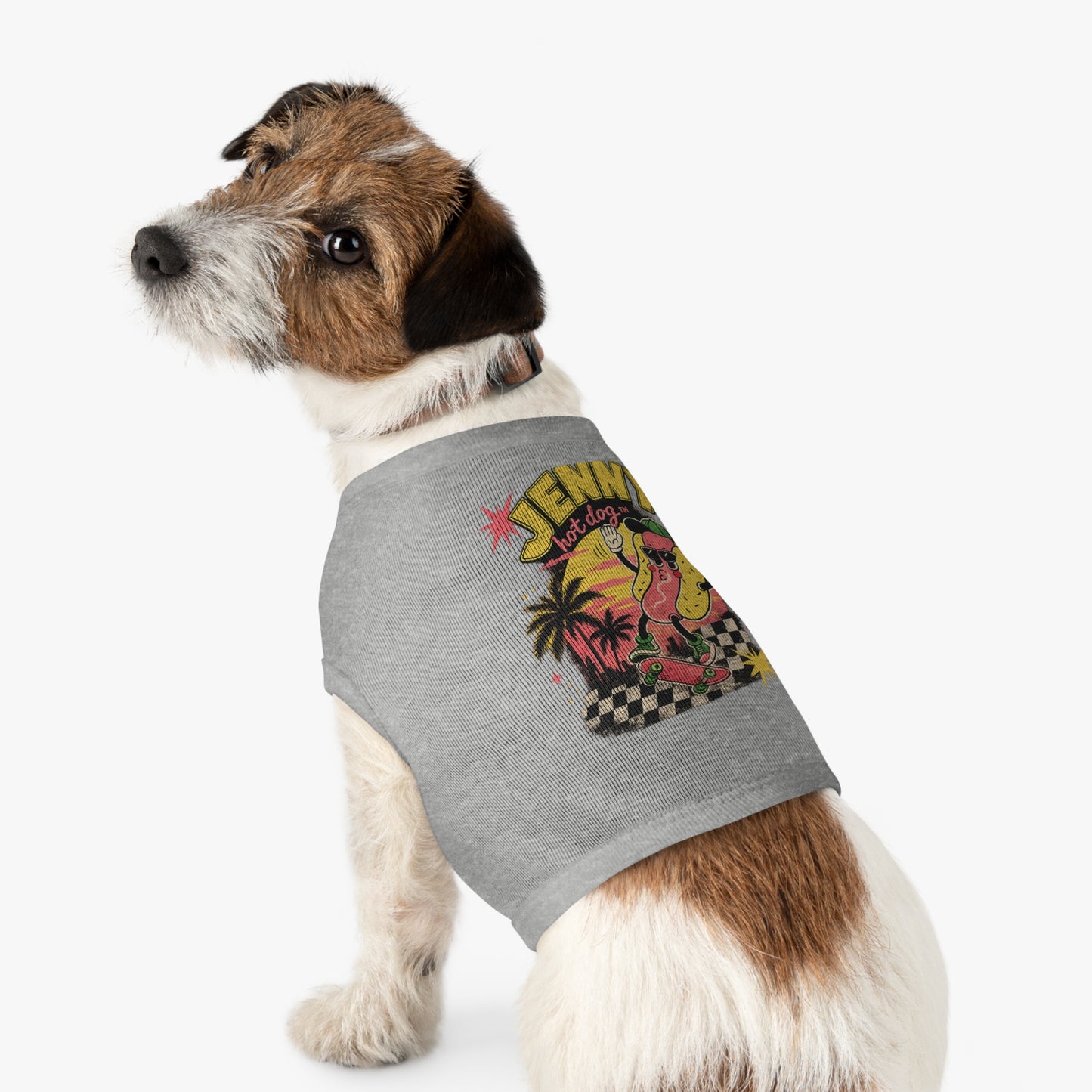Jenny Hot Dog Skateboard Pet Tank Top — Cute Retro Summer Dog Shirt
