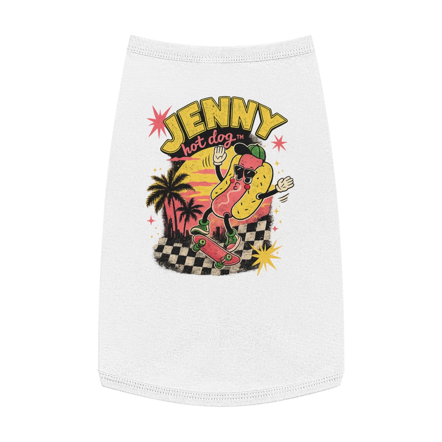 Jenny Hot Dog Skateboard Pet Tank Top — Cute Retro Summer Dog Shirt