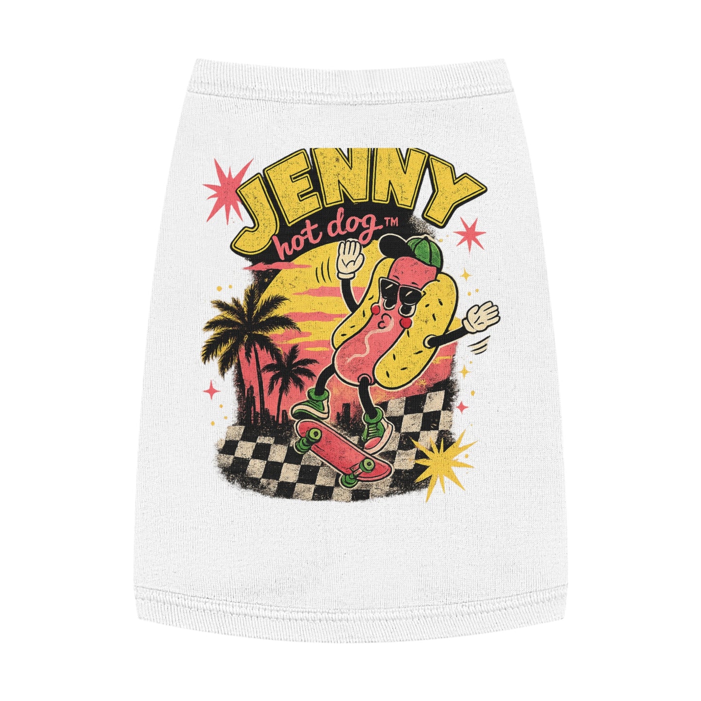 Jenny Hot Dog Skateboard Pet Tank Top — Cute Retro Summer Dog Shirt