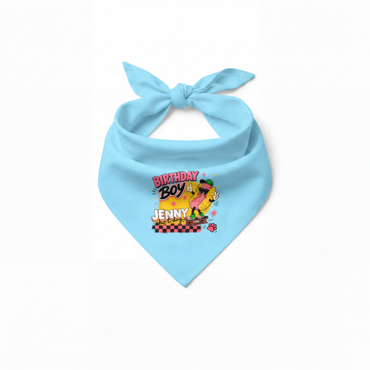 Birthday Boy Pet Bandana — Personalized ‘Jenny’ Cute Party Design for Dogs & Cats