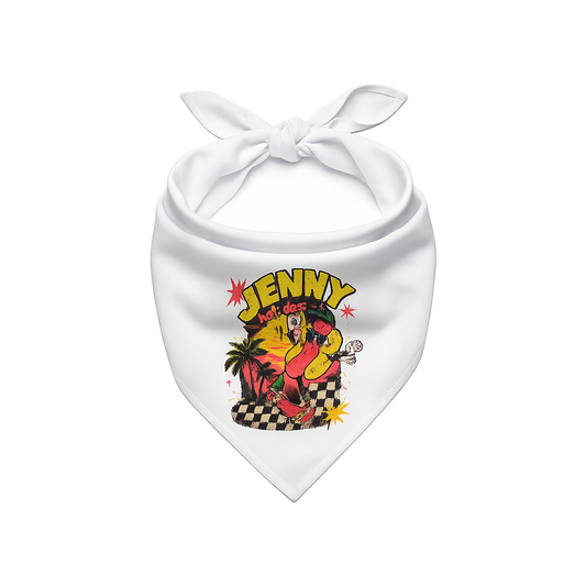 Pet Bandana — Retro 'Jenny' Surf Dog Bandana with Palm Trees & Checkered Design