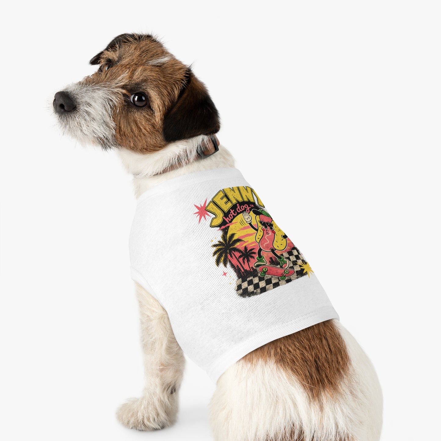 Jenny Hot Dog Skateboard Pet Tank Top — Cute Retro Summer Dog Shirt