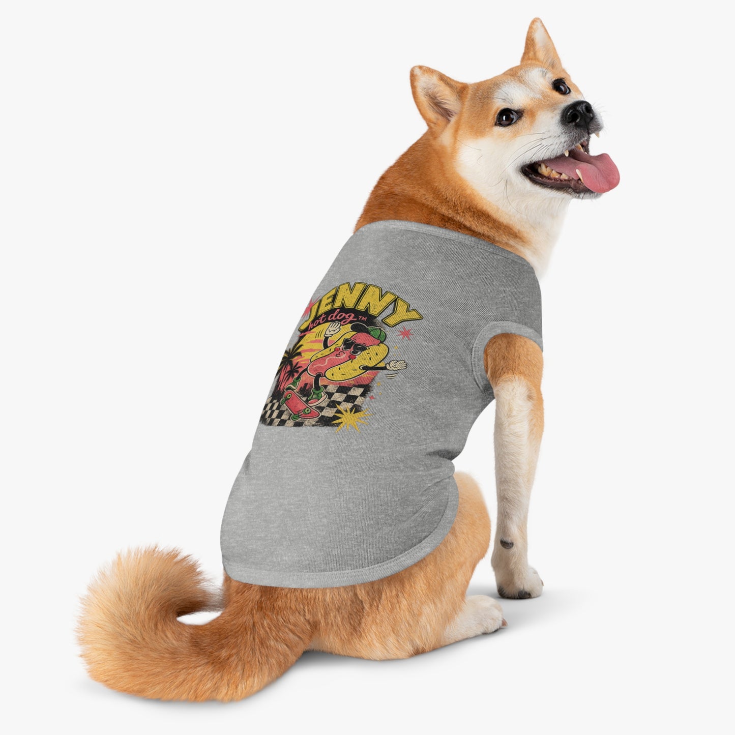 Jenny Hot Dog Skateboard Pet Tank Top — Cute Retro Summer Dog Shirt