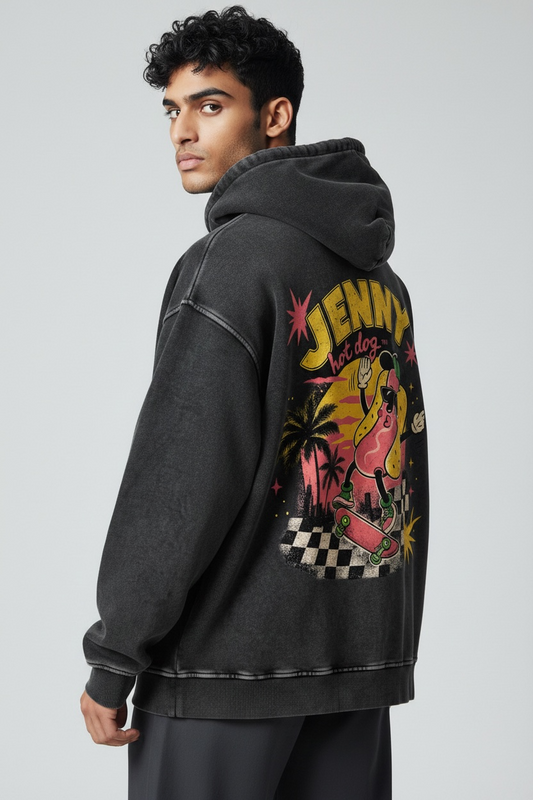 Snow Washed Loose Cotton Hoodie