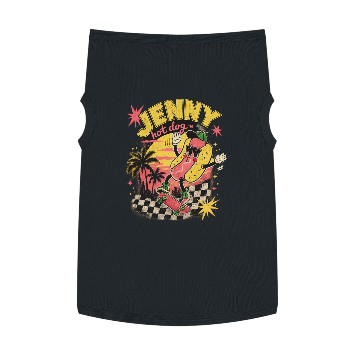 Jenny Hot Dog Skateboard Pet Tank Top — Cute Retro Summer Dog Shirt
