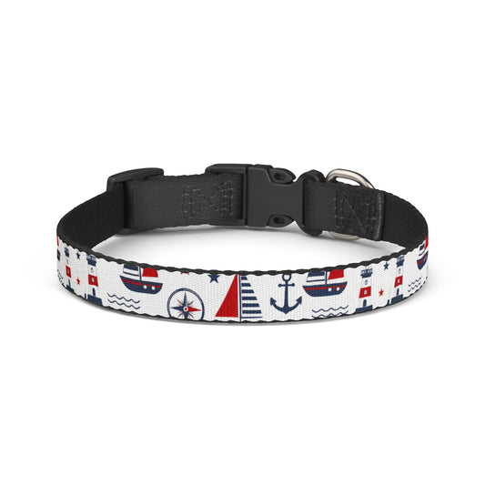 Nautical Boats & Anchors Clip-On Pet Collar — Cute Maritime Dog Collar