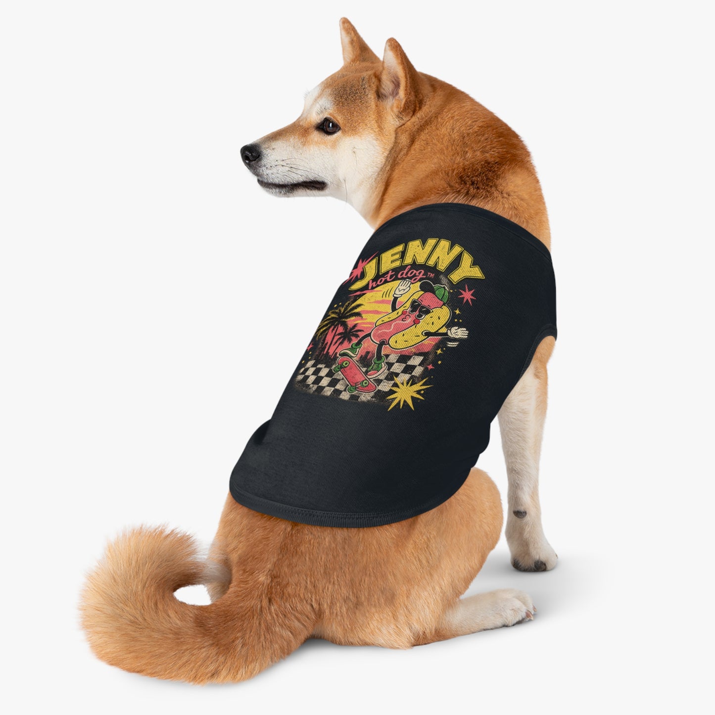 Jenny Hot Dog Skateboard Pet Tank Top — Cute Retro Summer Dog Shirt