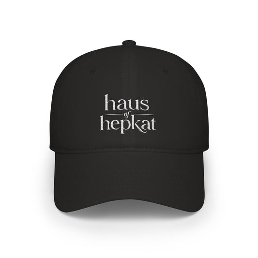Haus of Hepkat Embroidered Baseball Cap — Gothic Logo Low Profile Hat
