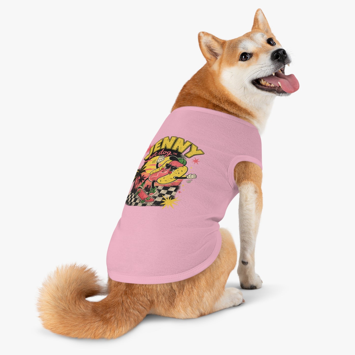 Jenny Hot Dog Skateboard Pet Tank Top — Cute Retro Summer Dog Shirt