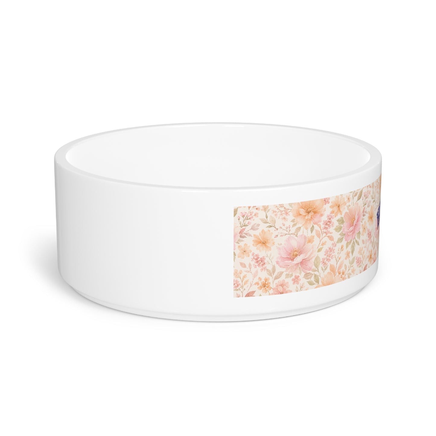 Floral 'HEPKAT' Personalized Pet Bowl — Custom Dog & Cat Feeding Dish
