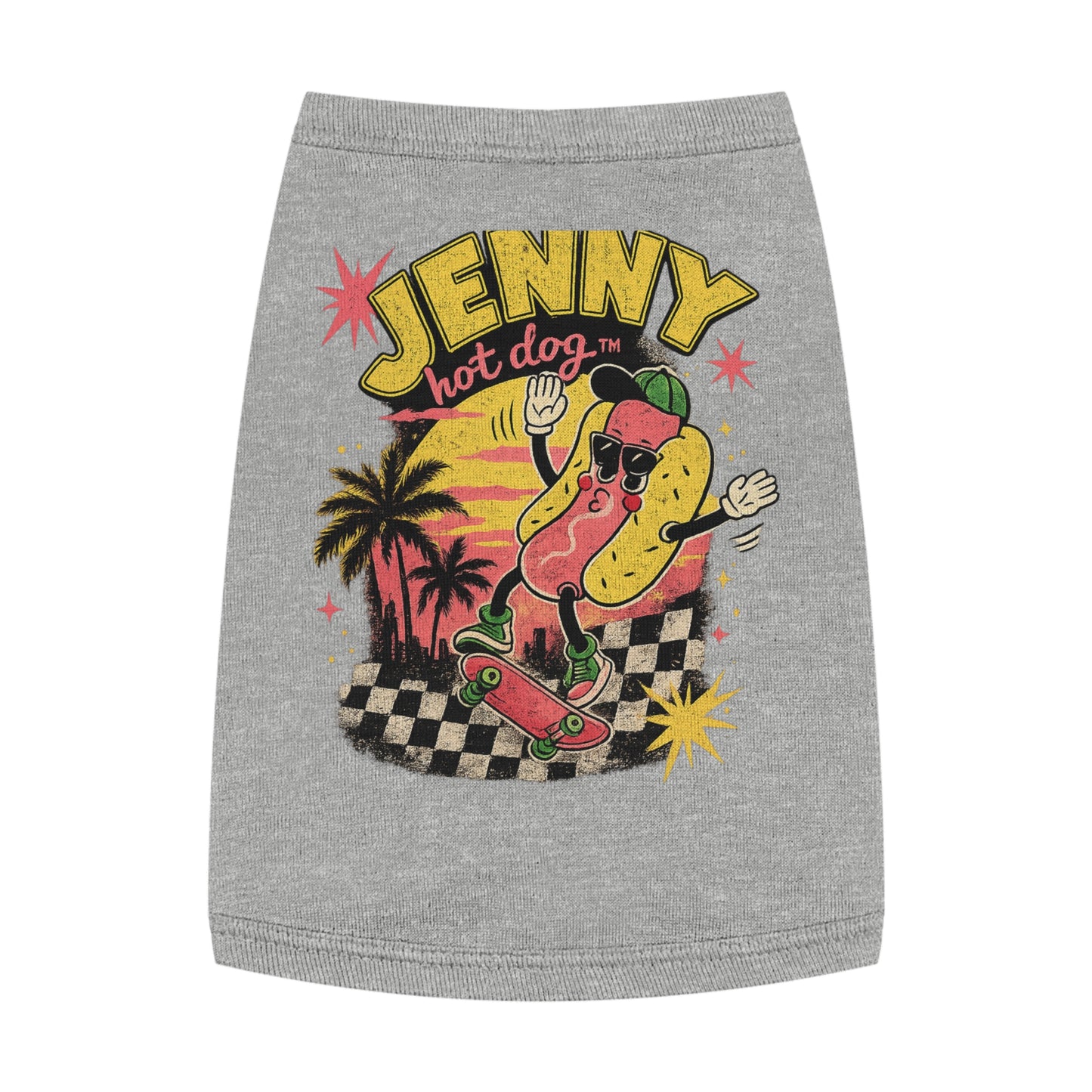 Jenny Hot Dog Skateboard Pet Tank Top — Cute Retro Summer Dog Shirt
