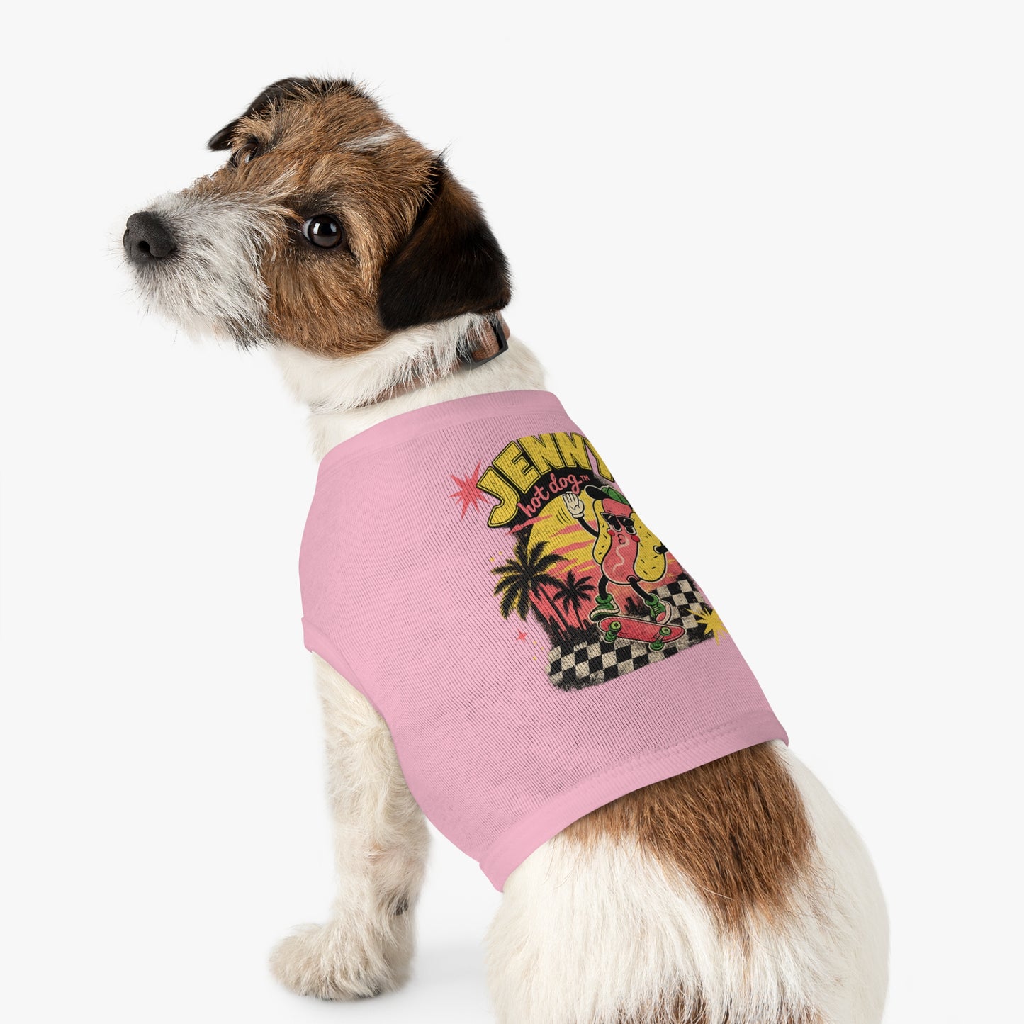 Jenny Hot Dog Skateboard Pet Tank Top — Cute Retro Summer Dog Shirt