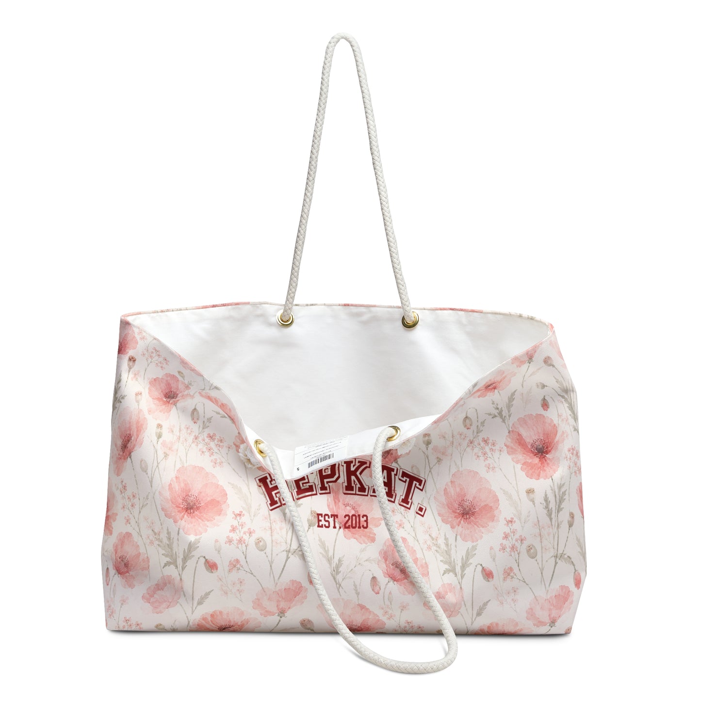 Floral Weekender Bag — Pink Watercolor Poppy Travel Tote