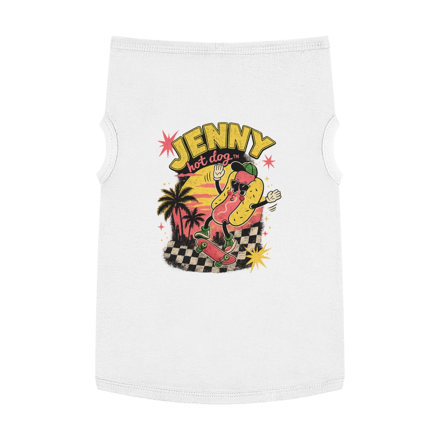 Jenny Hot Dog Skateboard Pet Tank Top — Cute Retro Summer Dog Shirt