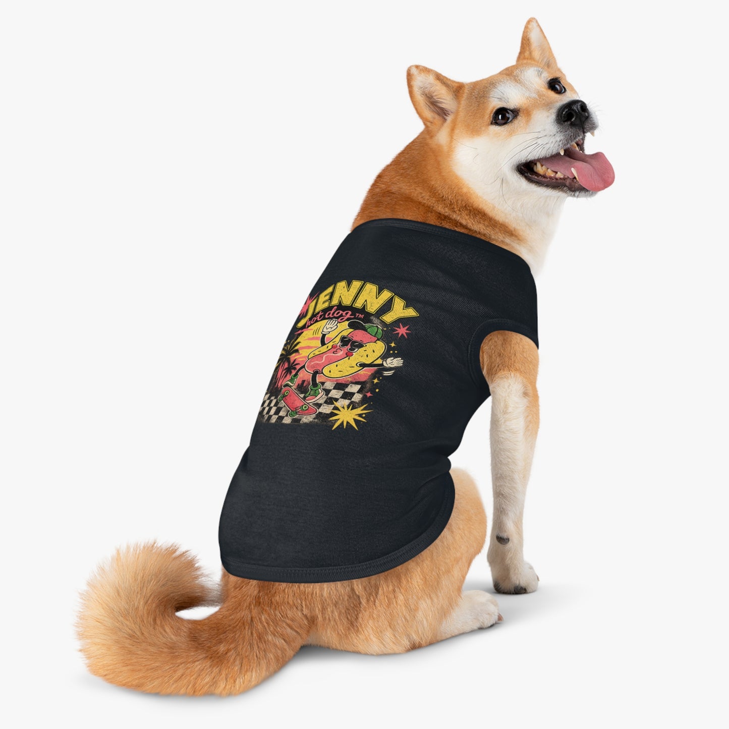 Jenny Hot Dog Skateboard Pet Tank Top — Cute Retro Summer Dog Shirt