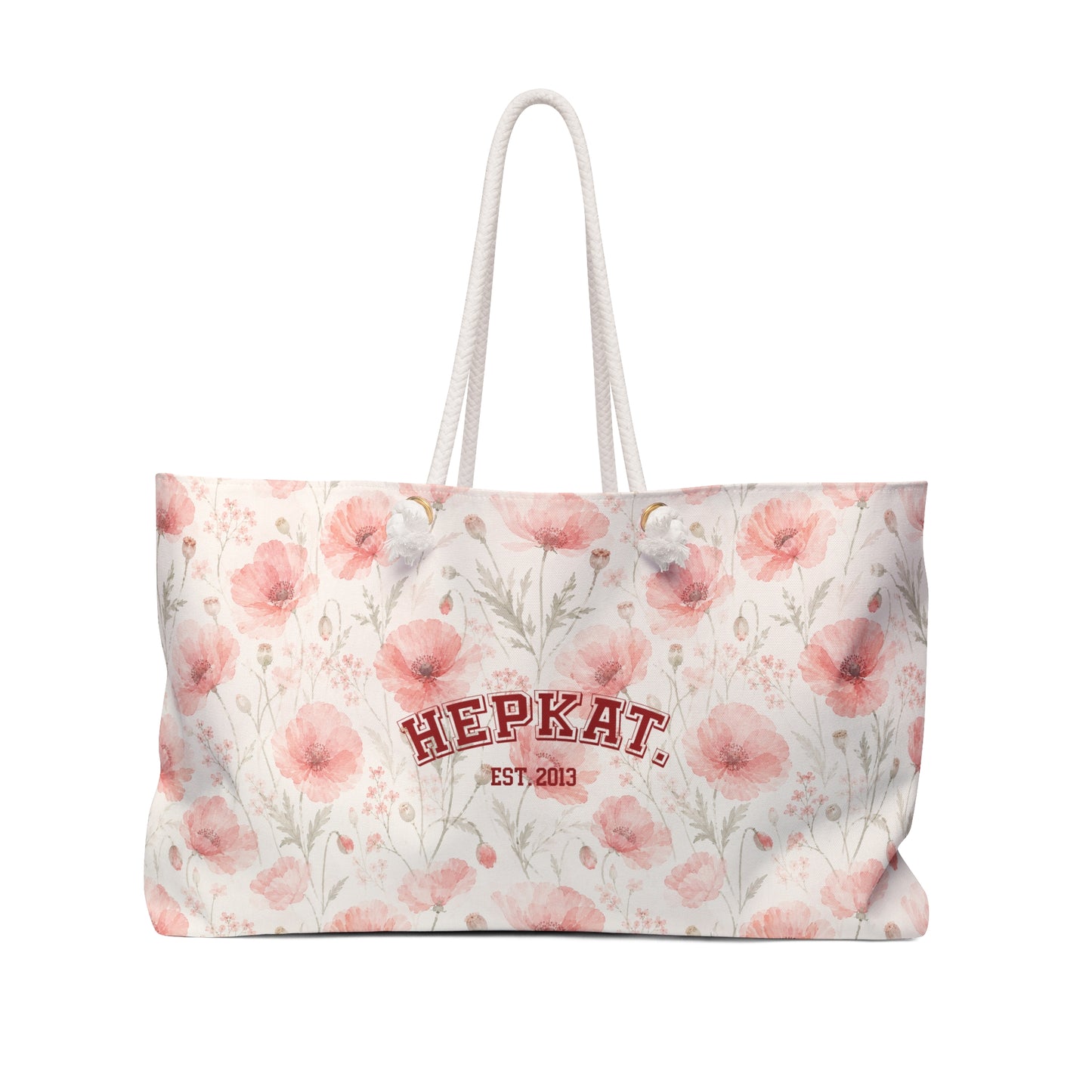 Floral Weekender Bag — Pink Watercolor Poppy Travel Tote