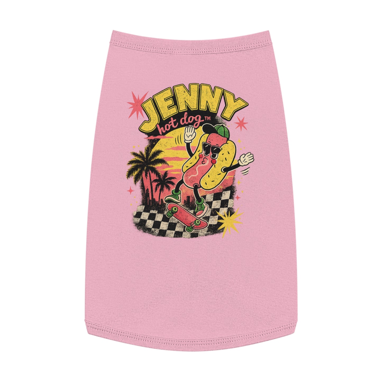 Jenny Hot Dog Skateboard Pet Tank Top — Cute Retro Summer Dog Shirt
