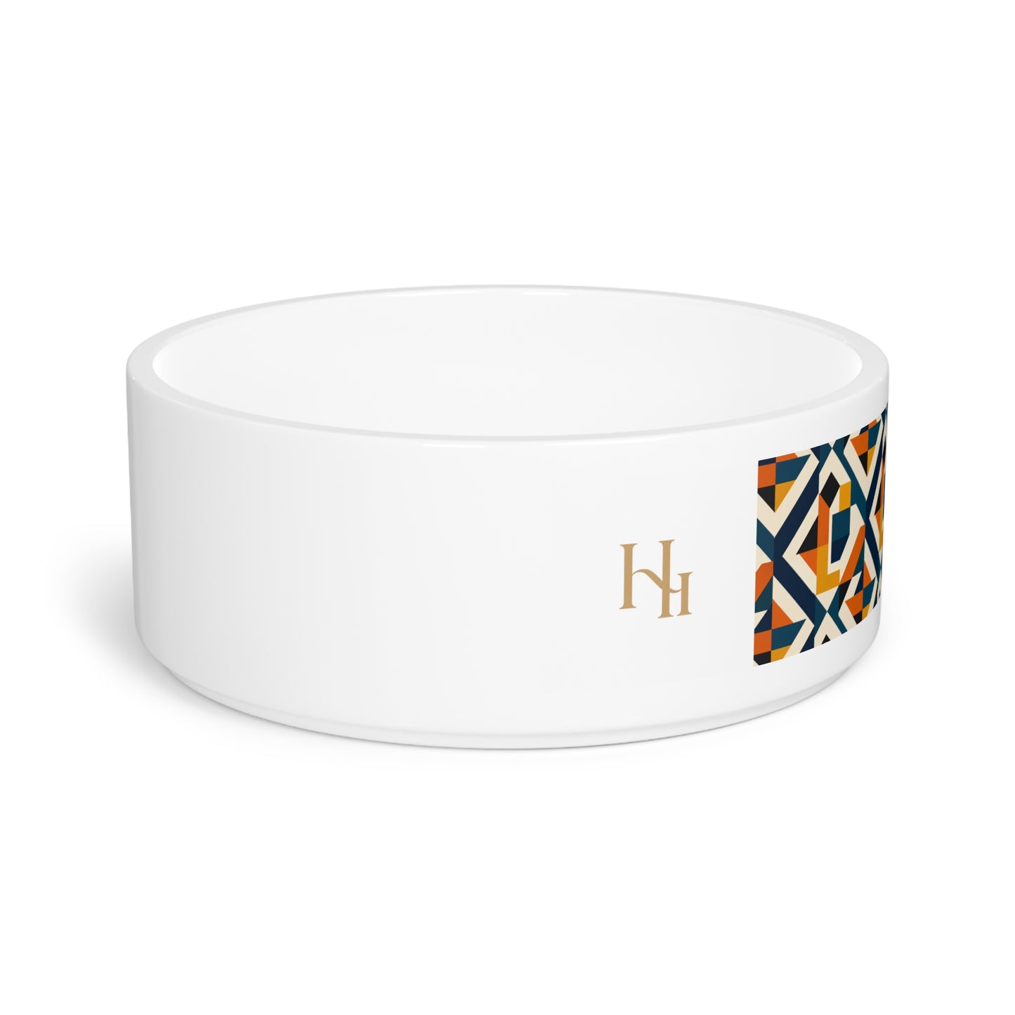 Geometric Mosaic Pet Bowl — Custom Initials Monogrammed Dog & Cat Bowl