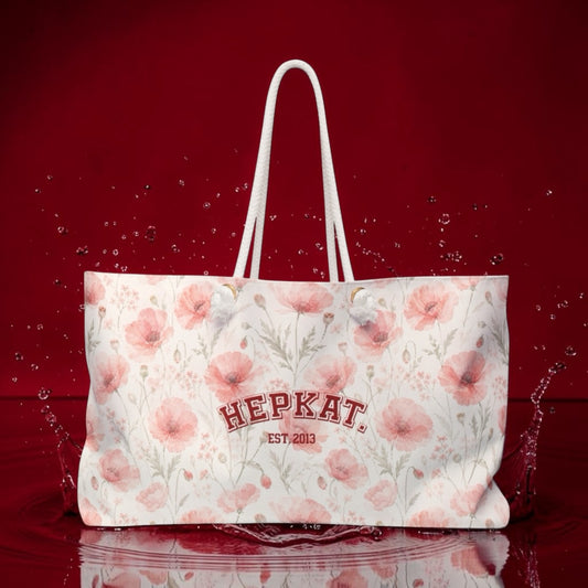 Floral Weekender Bag — Pink Watercolor Poppy Travel Tote