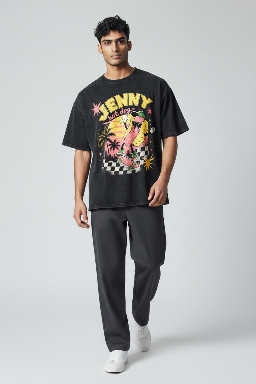 Snow Washed Oversized Cotton T-Shirt